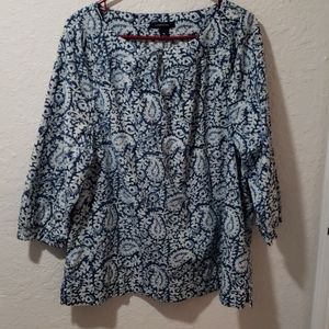 Lands' End 3/4 length sleeve top, size 18, blue